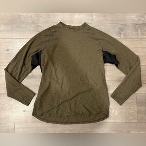 Lululemon Shirt Mens M/L Brown Green Ventilated Hiking Long Sleeve  Zip Pockets